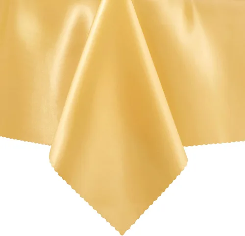 Vista 5 de SiinvdaBZX Paquete de 4 manteles de satén dorado de 108 x 54 pulgadas, manteles de comedor suaves y brillantes para mesa rectangular de 6 pies