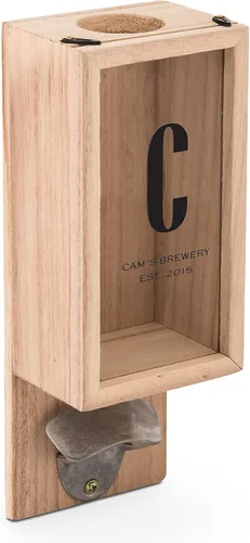 Vista 8 de Weddingstar Abrebotellas montado en la pared de madera personalizado y soporte para tapa de botella - Brewery Co