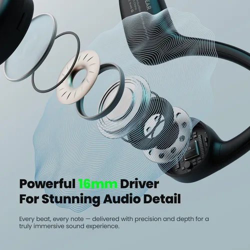 Vista 3 de Auriculares de conducción ósea,Auriculares Bluetooth V6.0 con micrófono,Auriculares de conducción ósea