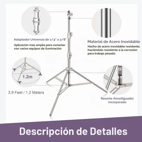 Vista 6 de EMART Soporte de luz de acero inoxidable de 9.2 pies/9.2 ft / 2.8m