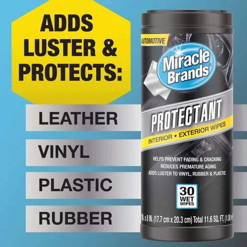 Vista 3 de Miracle Brands Toallitas protectoras automáticas, 30 unidades, limpia y protege superficies automáticas, incluyendo cuero acabado, plástico, vinilo