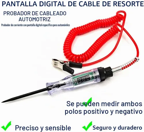 Vista 5 de Luz de Prueba Automotriz de Servicio Pesado de 3-70V, Probador de Relé LED Digital con Cable de Resorte Retráctil de 110 Pulgadas, Probador