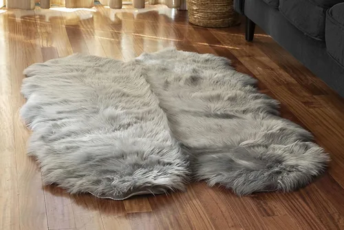 Vista 10 de Alfombra de piel sintética suave y sedosa, 2 x 3 pies, alfombra negra esponjosa, alfombra de piel de oveja, alfombra lanuda para sala de estar