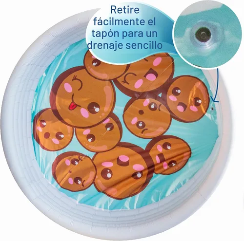 Vista 8 de Piscina inflable grande de 5.5FT Boba Tea Backyard Kiddie, resistente a Azul