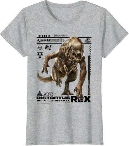 Vista 7 de Jurassic World Rebirth Distortus Rex Ingen Species File Camiseta Gris Oscuro