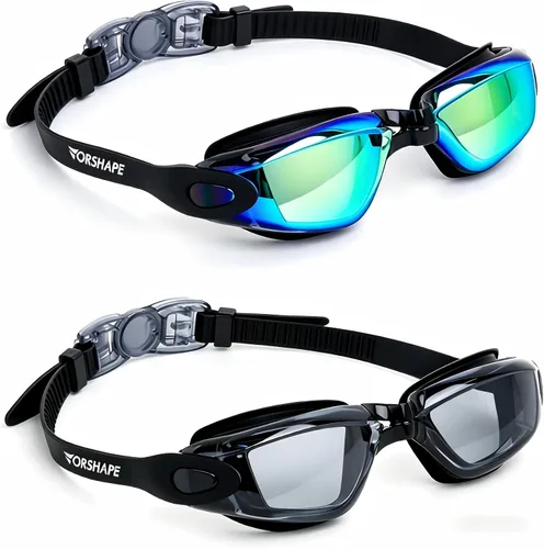 Vista 16 de Gafas de natación: paquete de 2 gafas de natación antivaho, sin fugas, protección UV, para adultos, hombres, mujeres, jóvenes