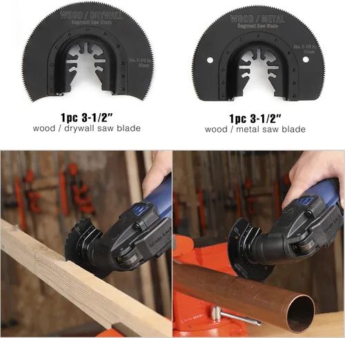 Vista 4 de WORKPRO 25 piezas de accesorios oscilantes multiherramienta, hojas de sierra oscilantes de liberación rápida para cortar madera y metal, plástico