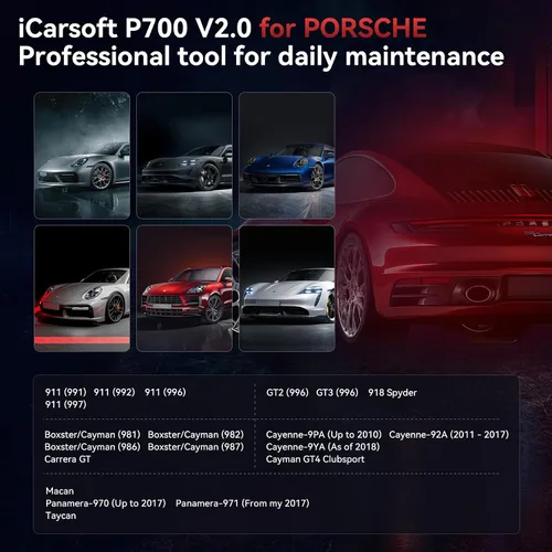 Vista 7 de iCarsoft - P700 V2.0 - Escáner de diagnóstico automático para Porsche con diagnóstico del motor/transmisión/ABS/Airbag, lector de código OBD2