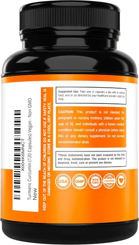 Vista 3 de Suplemento de curcumina de cúrcuma con pimienta negra, jengibre, moringa