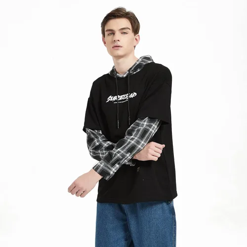 Vista 7 de GURUNVANI Japan Style Patchwork Hoodies Men Characters Streetwear Hoodie Men Sweatshirt
