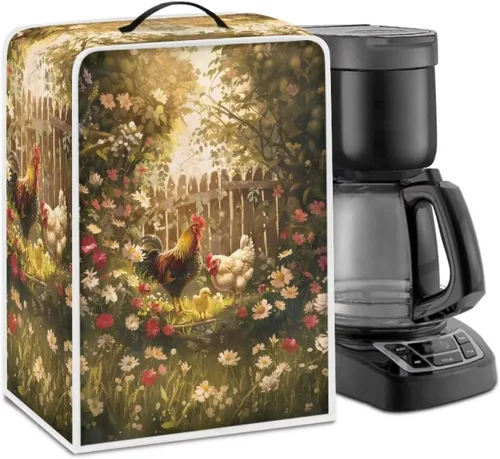 Vista 66 de Funda para cafetera, poliéster, azul, se adapta a la mayoría de máquinas de café estándar, protector resistente al polvo, huellas dactilares