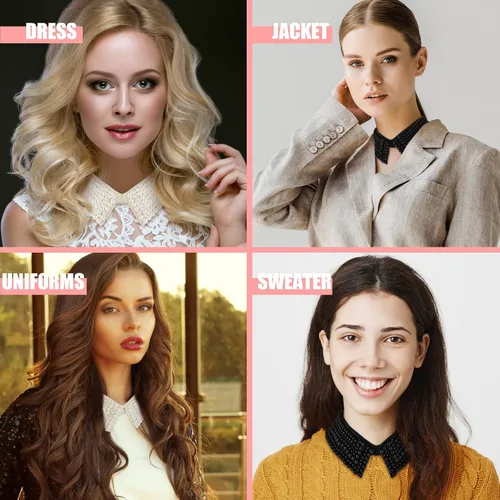 Vista 7 de Collar de perlas de 2 piezas para mujeres y niñas, collar falso desmontable con cuentas de perlas simuladas, collar Dickey