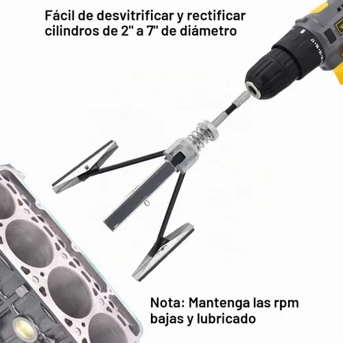 Vista 2 de YOTOO Herramienta de Hone de Cilindro de Motor Desengrasador Ajustable 2"-7" Diámetro 4" Largo Piedras 220 Granos