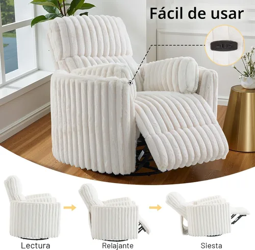 Vista 5 de Jocisland - Silla reclinable eléctrica para guardería, mecedora giratoria, color crema