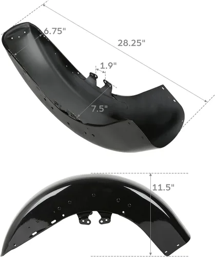 Vista 2 de TCT-MOTORPARTS Guardabarros delantero negro vívido para Harley Tri Electra Glide Ultra Limited FLHTCU FLHTCUL FLHTK FLHTKL Road King 2014-2023