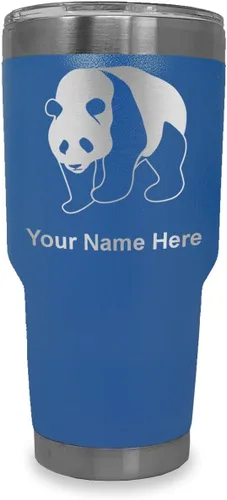 Vista 20 de LaserGram Vaso aislado al vacío de 20 onzas, oso panda, grabado personalizado incluido (negro)