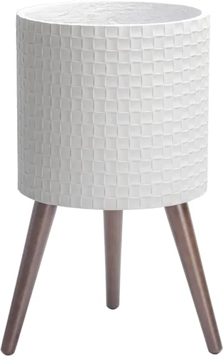 Vista 22 de D'vine Dev Maceta Elegante con Patrón de Azulejos Geométricos Modernos de 12 Pulgadas con Soporte, Portamacetas Decorativo para Interiores