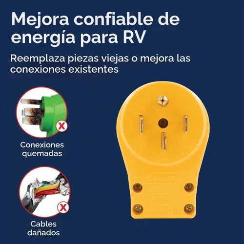Vista 3 de Camco Power Grip - Enchufe de repuesto de 50 amperios - La cabeza se fija al cable de extensión existente de RV - Cuenta con enchufe RV de 50