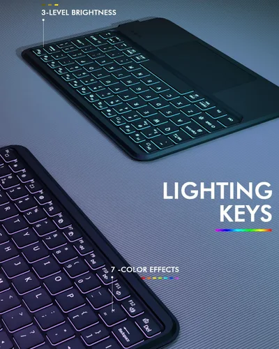 Vista 7 de Funda de teclado universal para tabletas de 9 a 11 pulgadas, teclado desmontable Bluetooth dual para tabletas Android, iPads/Galaxy Tabs, teclado