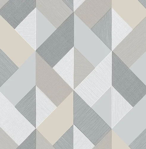 Vista 10 de NextWall Stacy Garcia Home Marquetry Papel tapiz geométrico para despegar y pegar (Greystone)