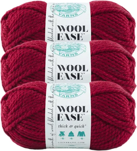 Vista 209 de Lion Brand Yarn - Ovillo de lana Wool-Ease Thick & Quick color fuerza aérea Super Bulky Wool Acrylic Blend Fiber for Soft Hats, Sweaters, Chunky