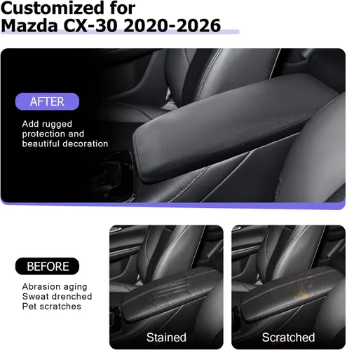 Vista 2 de LUWU CX 30 Funda de consola central compatible con Mazda CX30 2020-2024 2025 2026 Accesorios Mazda CX30 2025 2026 Cubierta de consola de 2020-2026