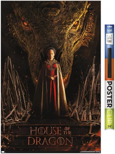 Vista 17 de Trends International House of the Dragon - Póster de pared de una hoja de cabeza de dragón de Rhaenyra, 14.725 x 22.375 pulgadas, versión enmarcada