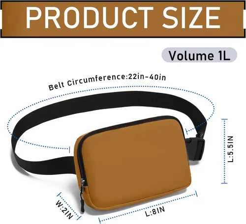 Vista 48 de Riñonera, bolsa para cinturón, correa ajustable ajustable de 40 pulgadas, para mujeres y hombres