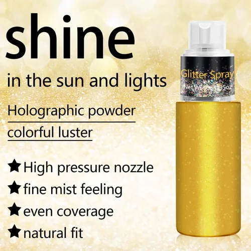 Vista 5 de Pulverizador de purpurina para cabello y cuerpo, polvo de purpurina holográfica, purpurina brillante para la cara, el cuerpo y la ropa, laca