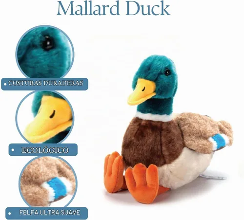 Vista 6 de The Petting Zoo Peluche de pato, regalos para niños, animales salvajes de la vida silvestre, juguete de peluche de pato, 12 pulgadas