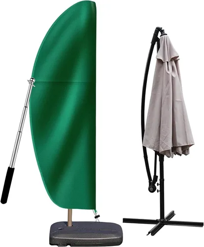 Vista 11 de Funda para sombrilla de patio para exteriores, tela Oxford 420D resistente con poste y cremallera, fácil de instalar, impermeable, resistente a