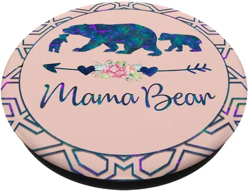 Vista 2 de PopSockets intercambiables PopGrip con diseño floral de mamá de dos cachorros, color rosa claro