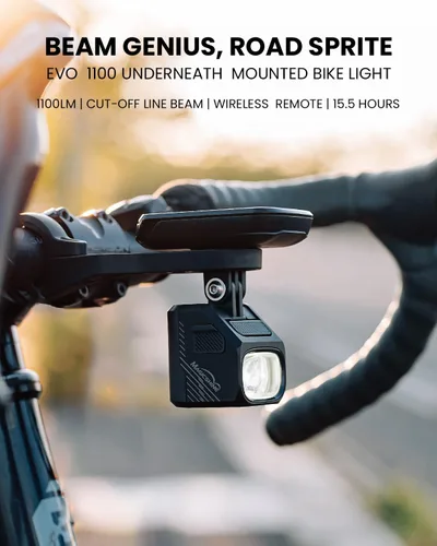 Vista 2 de Magicshine EVO 1100 Smart Bike Light with Cut-Off Beam – Glare-Free USB-C Rechargeable Bicycle Headlight, Underneath Mount Compatible with Garmin