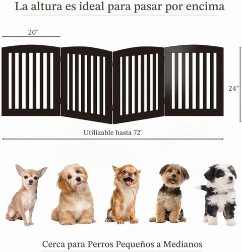 Vista 7 de PAWLAND Puerta Plegable Independiente de Madera para Mascotas para Perros, 24 Pulgadas 3 Paneles Valla de Paso, Puerta para Perros para la Casa