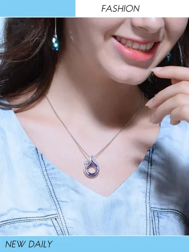 Vista 4 de PLATO H Collar de zorro de cristal lindo collar de aniversario para la cabeza y la cola para mujeres adolescentes niñas mamá regalos del día