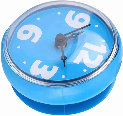 Vista 5 de Relojes de baño Reloj de pared de baño, reloj impermeable al aire libre Reloj impermeable Reloj de ducha, para baño cocina (azul)