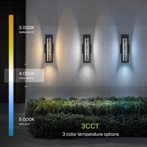 Vista 4 de ASD Lámpara LED de pared de vidrio de burbujas de 14 pulgadas 12 W, 300 lúmenes, 3000 K, 5000 K, 120 V, 3CCT, impermeable, regulable