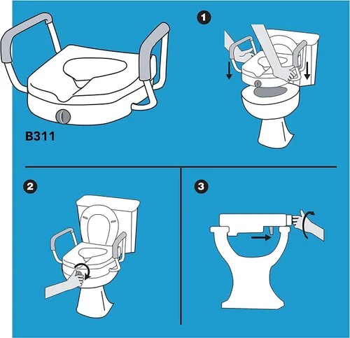 Vista 4 de Carex Asiento de inodoro elevado de 4.5 pulgadas con brazos, soporta hasta 300 libras de capacidad, eleva y eleva el asiento de inodoro