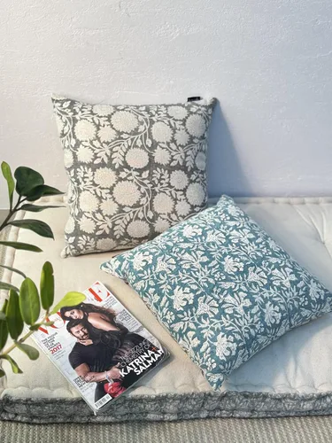 Vista 18 de Juego de 2 fundas de almohada decorativas de algodón indio vintage con estampado a mano (marrón ladrillo, 18 x 18 pulgadas (paquete de 2))