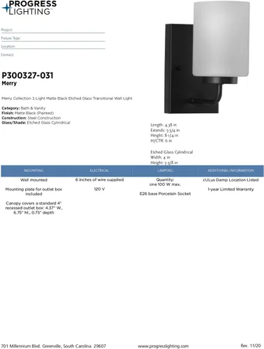 Vista 10 de Progress Lighting P300327-031 Merry Bath & Vanity, negro