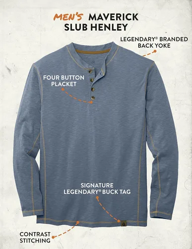 Vista 4 de Legendary Whitetails - Camiseta estilo Henley de Maverick Slub para hombre