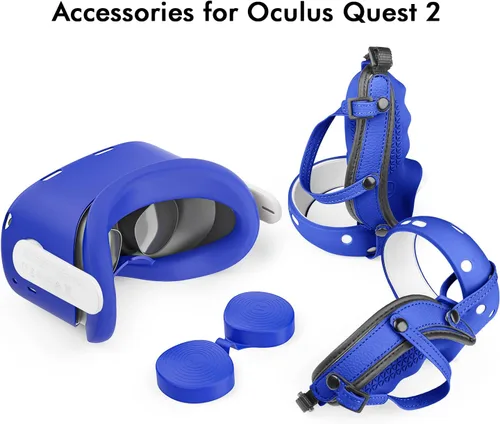 Vista 8 de Controller Grips Cover for Oculus Quest 2Anti-Leakage Silicone Face Cover for Oculus Quest 2 with Lens Protective Cover and VR Shell Accessories Set