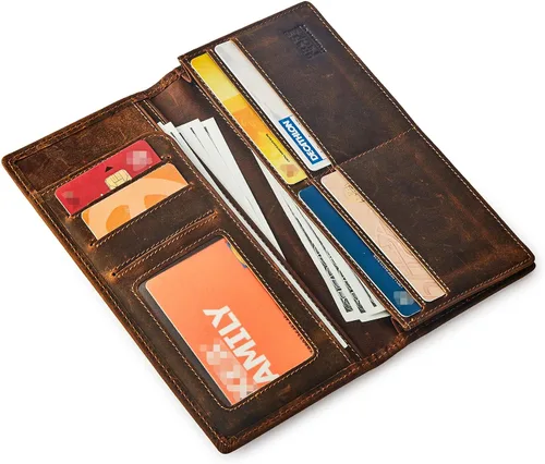 Vista 6 de BRASS TACKS Leathercraft Vintage Top Grain Leather Wallet for Men Gift Box