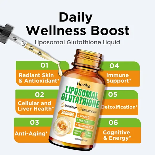 Vista 4 de Suplemento de glutatión liposomal de 2000 mg, gotas de glutatión líquido con vitamina C, antioxidantes maestros para el sistema inmunológico