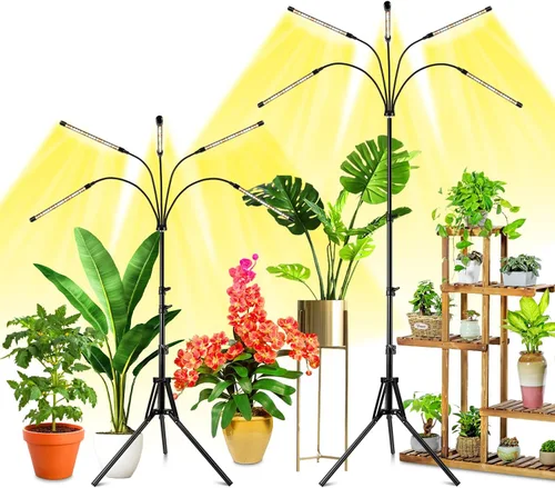 Vista 8 de Wolezek Luces de cultivo para plantas de interior, 100 luces LED de espectro completo para plantas de interior con soporte ajustable, lámpara