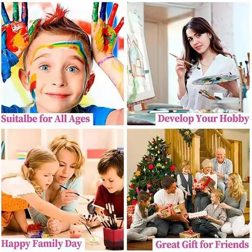 Vista 3 de Eiazuiks Pintura por números para adultos. Pintura de Navidad por números para adultos principiantes, pintura de dibujo con 3 pinceles, lienzo