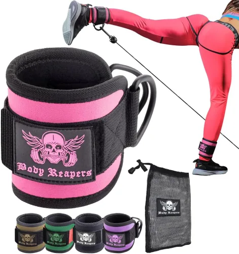Vista 13 de Accesorio de cable de tobillo para gimnasio con correa ajustable, anillos en D dobles duraderos y diseño acolchado para ejercicios de glúteos