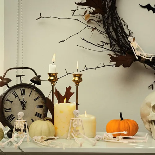 Vista 4 de FINGOOO Mini figuras de esqueleto, 12 piezas de esqueletos pequeños de 6 pulgadas, decoraciones de Halloween para manualidades, accesorios de casa