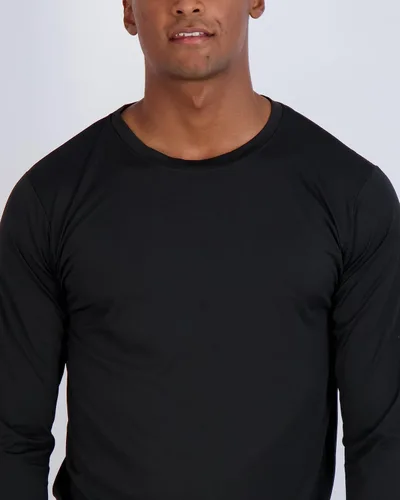Vista 3 de Real Essentials - Paquete de 4 unidades camisa Dry-Fit de manga larga para hombre, disipa la humedad, con protección solar FPU 50+ contra rayos