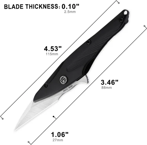 Vista 3 de Petrified fish PFE10 - Cuchillo plegable para colibrí, hoja de satén M390 de 1.06 pulgadas, mango de titanio de 1.05 onzas, cuchillo de bolsillo